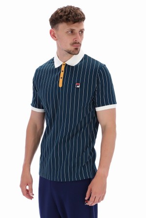 Blue Fila BB1 Classic Vintage Striped Men Polo Shirts | 1936NSZVD