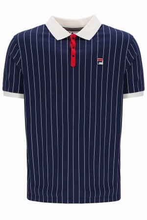 Blue Fila BB1 Classic Vintage Striped Men Polo Shirts | 1658DJISF