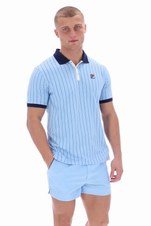 Blue Fila BB1 Classic Vintage Striped Men Polo Shirts | 5426TKEMC