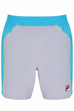 Blue / Grey Fila Backspin Tennis Color Block Men Shorts | 1285PSHJE