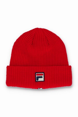 Red Fila Kudoslux Reverse Knit Turn Up Women Beanie | 4612KXIBW