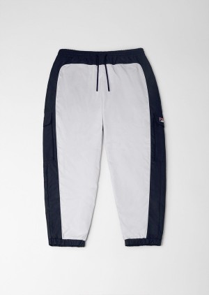 White / Navy Fila Bicolor Men Bottoms | 6538SDVWN