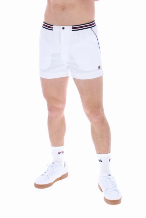 White / White / Navy Fila Hightide 4 Terry Pocket Men Shorts | 3920THGAL