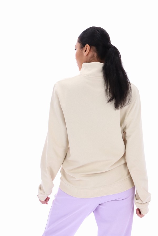 Beige Fila Tuss 1/4 Zip Up Fleece Men Sweatshirts | 3520TSZYC