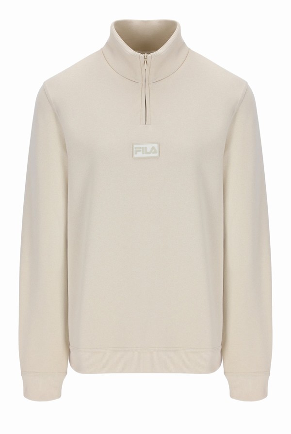 Beige Fila Tuss 1/4 Zip Up Fleece Men Tracksuits | 6297QZUXW