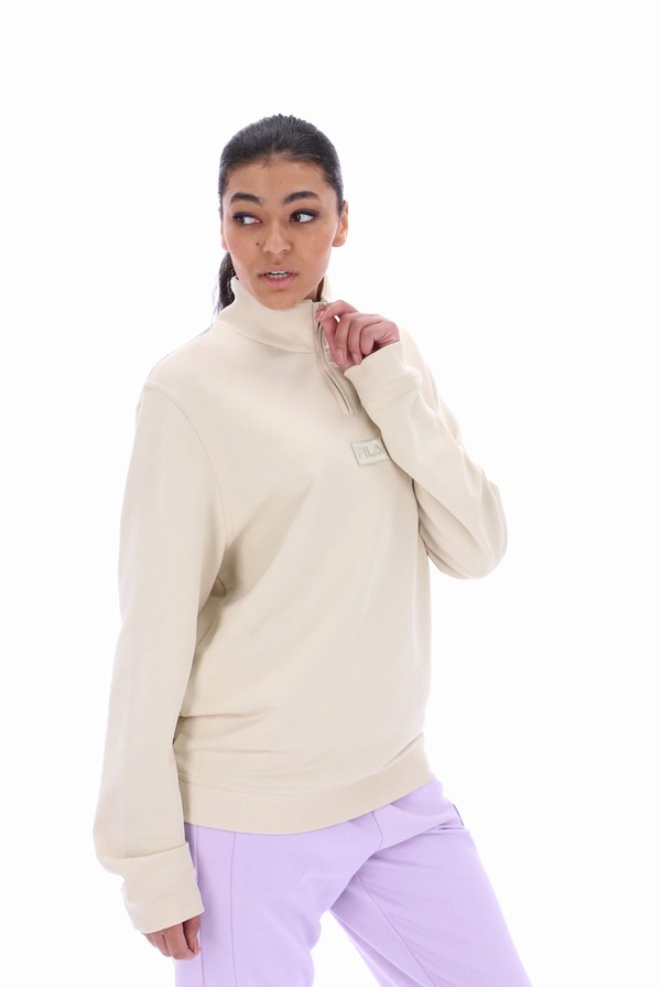 Beige Fila Tuss 1/4 Zip Up Fleece Men Tracksuits | 6297QZUXW