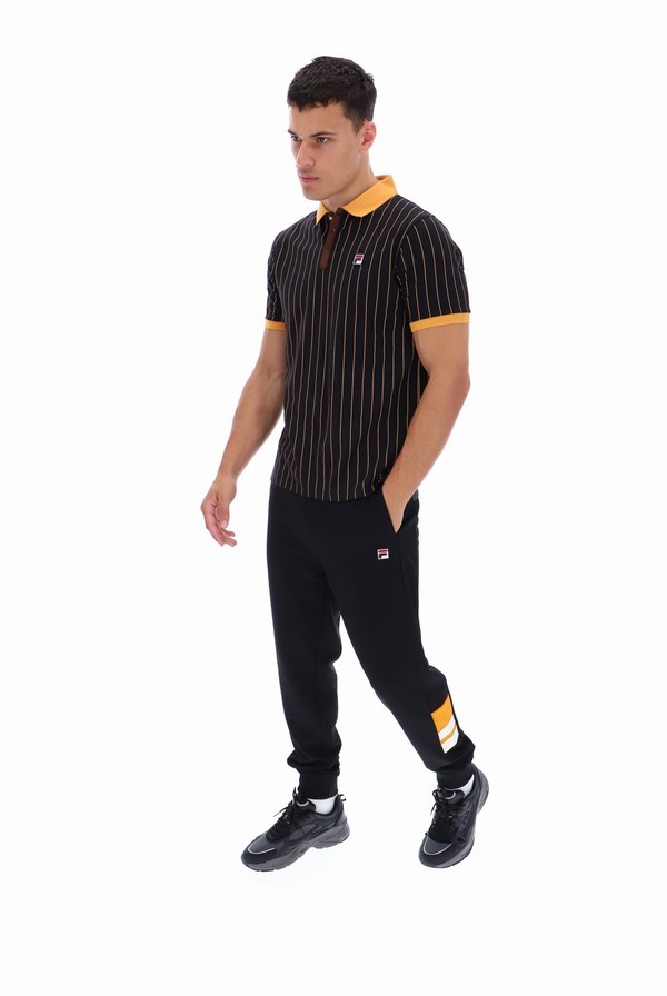 Black Fila BB1 Classic Vintage Striped Men Polo Shirts | 5604GNQAB