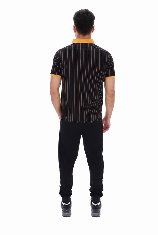 Black Fila BB1 Classic Vintage Striped Men Polo Shirts | 5604GNQAB