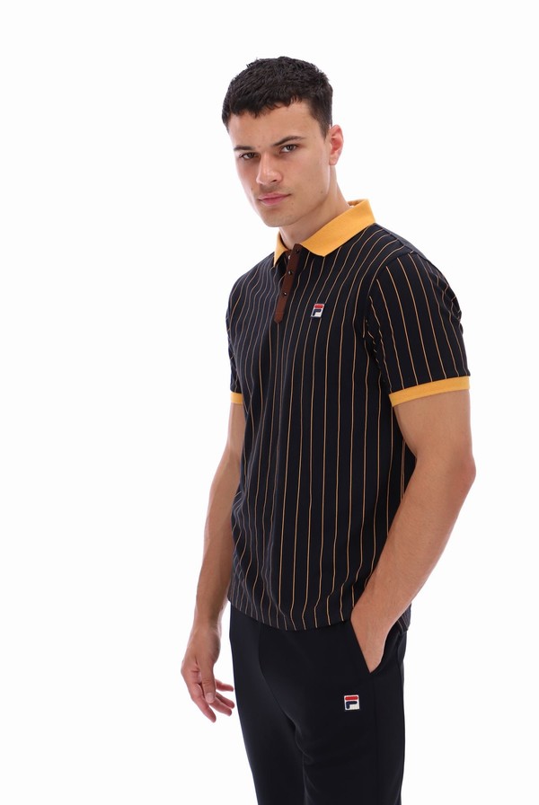 Black Fila BB1 Classic Vintage Striped Men Polo Shirts | 5604GNQAB
