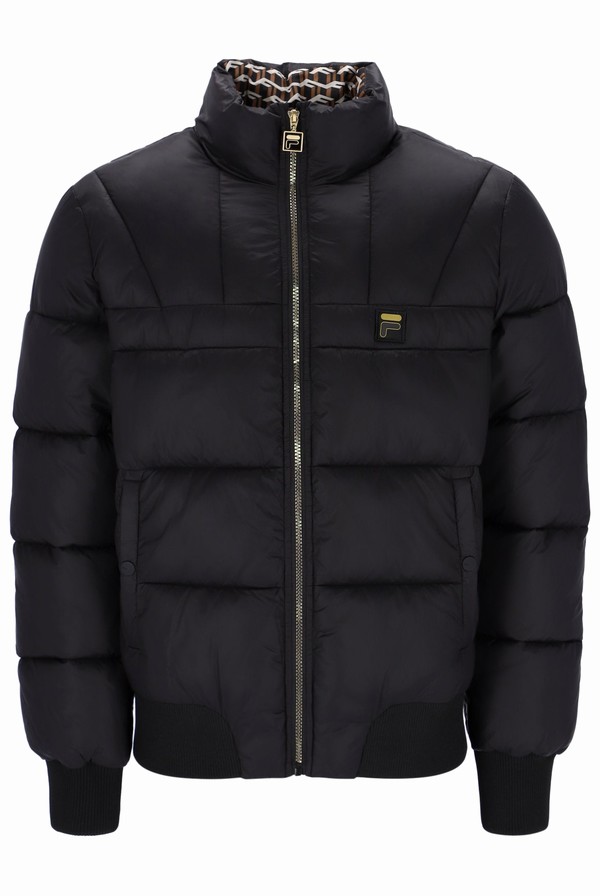 Black Fila Brando High Shine Puffer Men Jackets | 5143SKVUY