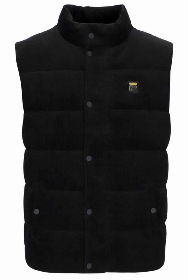 Black Fila Brio Corduroy Puffer Men Jackets | 0145CZUFG
