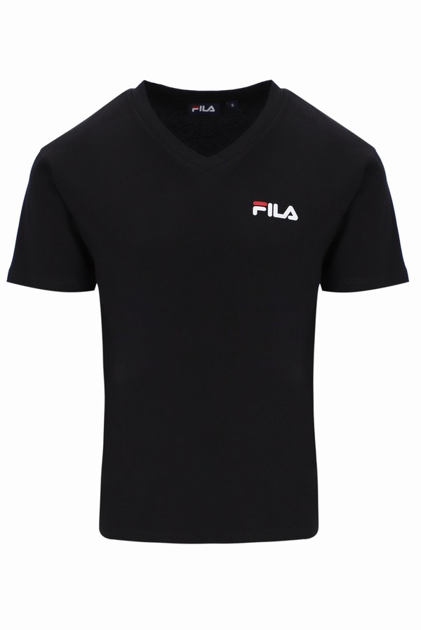Black Fila Tracey Deep V Neck Loose Fit Women T-shirts | 6013RGZCF