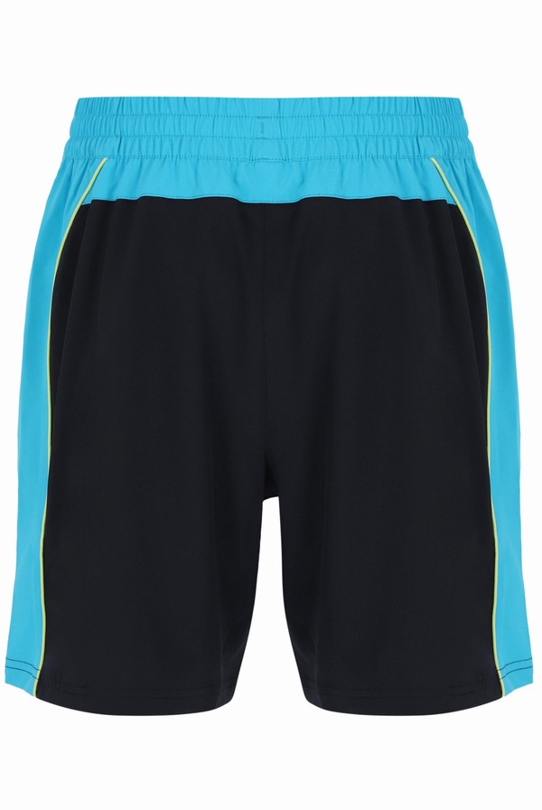 Black / Blue Fila Backspin Tennis Color Block Men Shorts | 2513AFLZY
