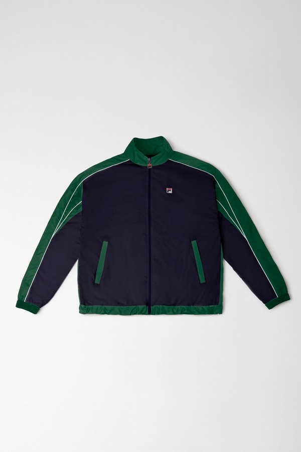 Black / Green Fila Bicolor Men Track Top | 6190MBUAN