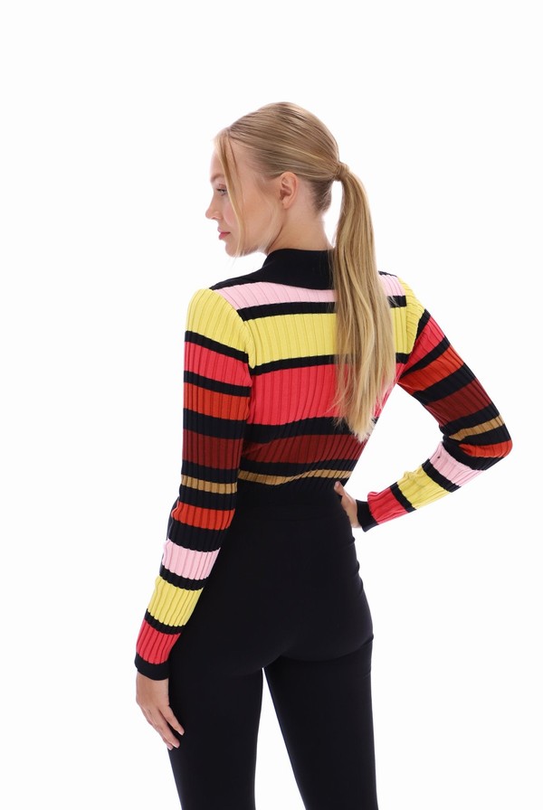 Black / Multicolor Fila Lar Zip Up Long Sleeved Women Tops | 2608OAZXV
