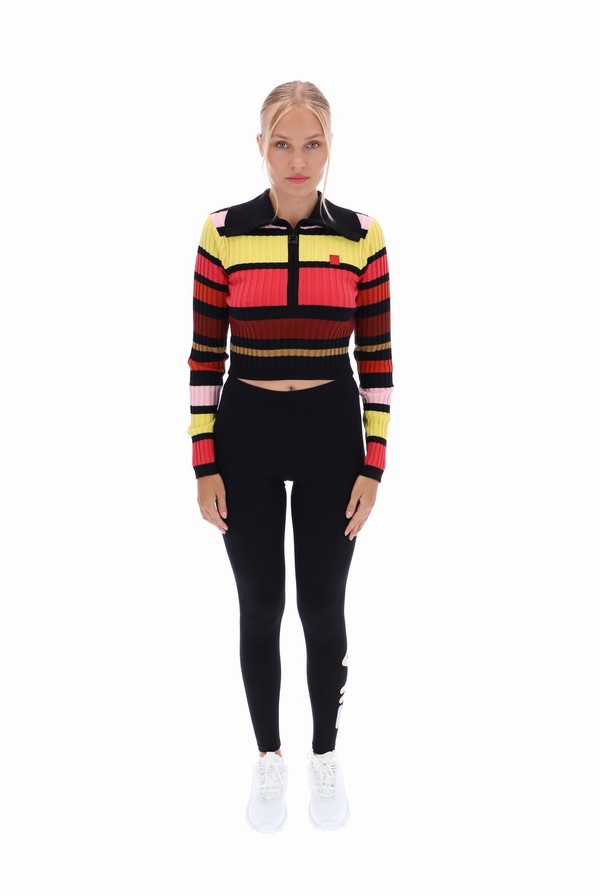 Black / Multicolor Fila Lar Zip Up Long Sleeved Women Tops | 2608OAZXV