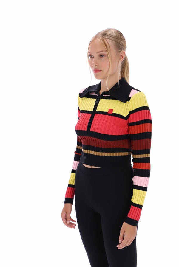 Black / Multicolor Fila Lar Zip Up Long Sleeved Women Tops | 2608OAZXV