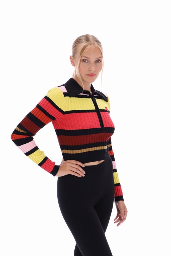 Black / Multicolor Fila Lar Zip Up Long Sleeved Women Tops | 2608OAZXV
