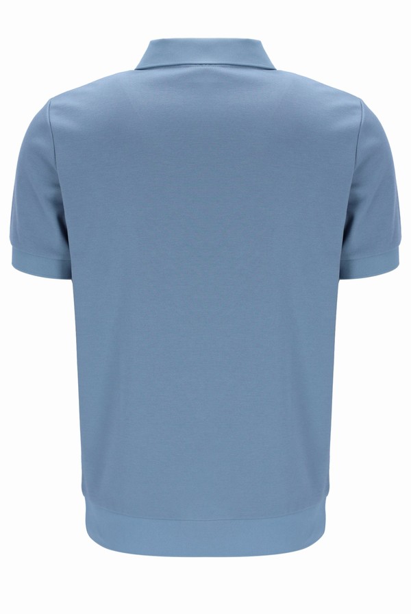 Blue Fila Axel Geo Jacqaurd Men Polo Shirts | 7135SBFTW