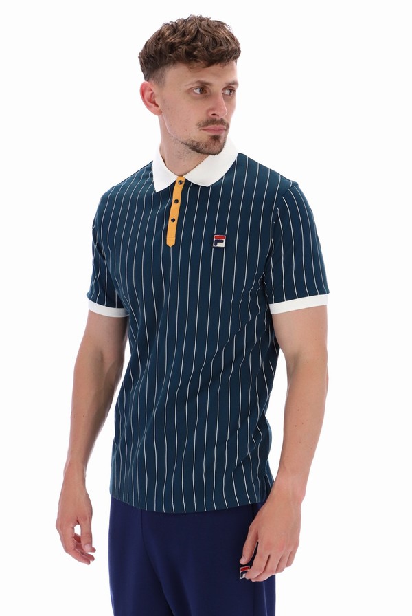 Blue Fila BB1 Classic Vintage Striped Men Polo Shirts | 1936NSZVD