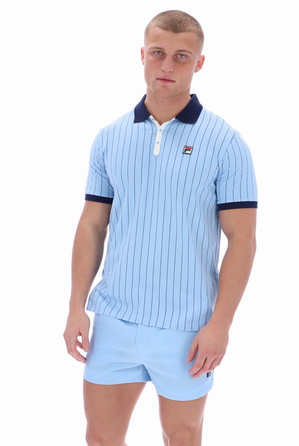 Blue Fila BB1 Classic Vintage Striped Men Polo Shirts | 5426TKEMC