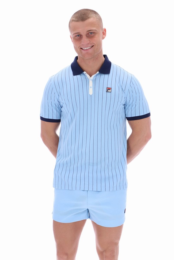 Blue Fila BB1 Classic Vintage Striped Men Polo Shirts | 5426TKEMC