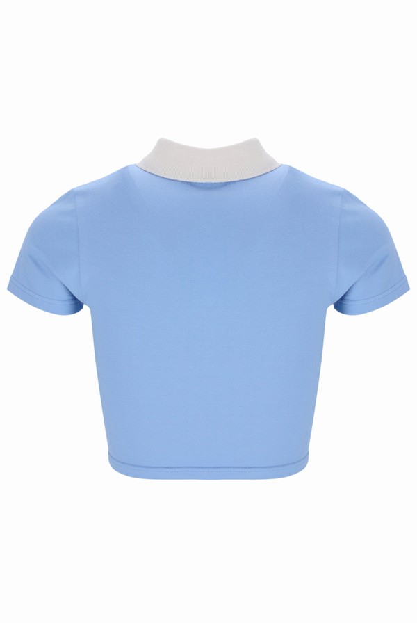 Blue Fila Demmie Contrast Collared Women Tops | 4065IDANX