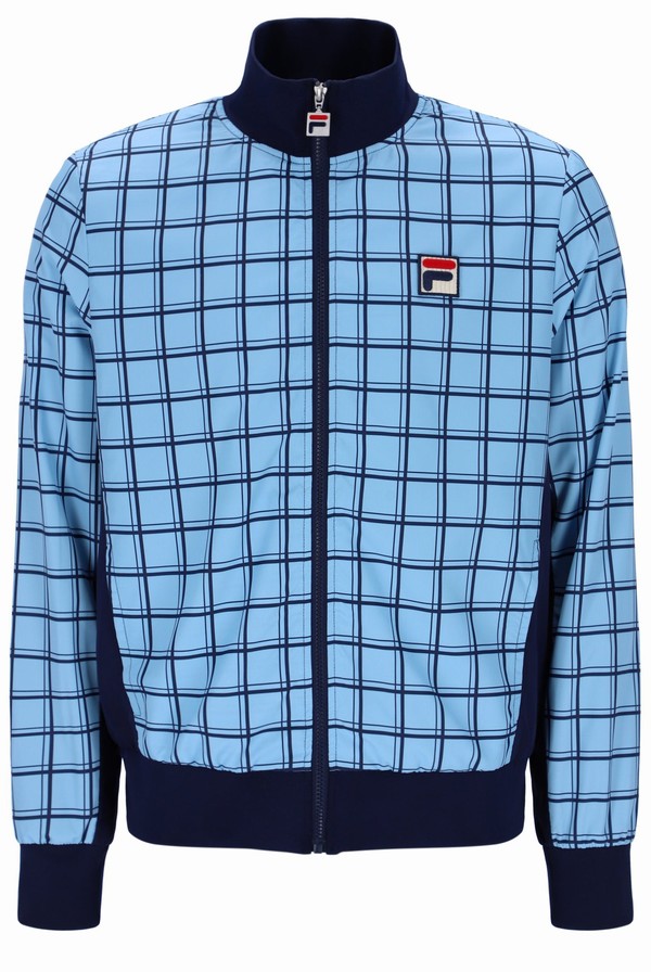 Blue Fila Morgan Check Men Track Top | 1573KACUW