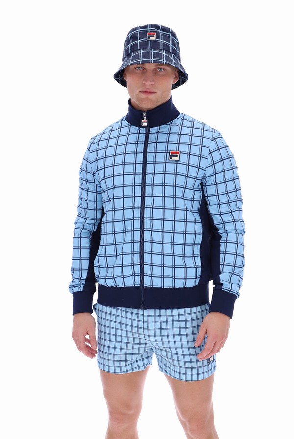 Blue Fila Morgan Check Men Track Top | 1573KACUW