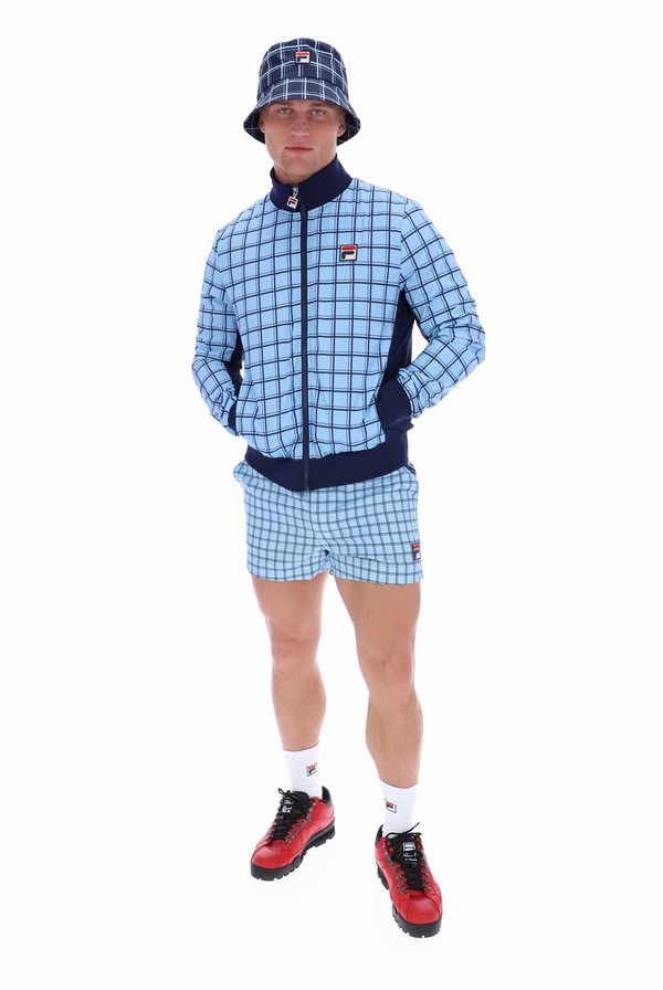 Blue Fila Morgan Check Men Track Top | 1573KACUW