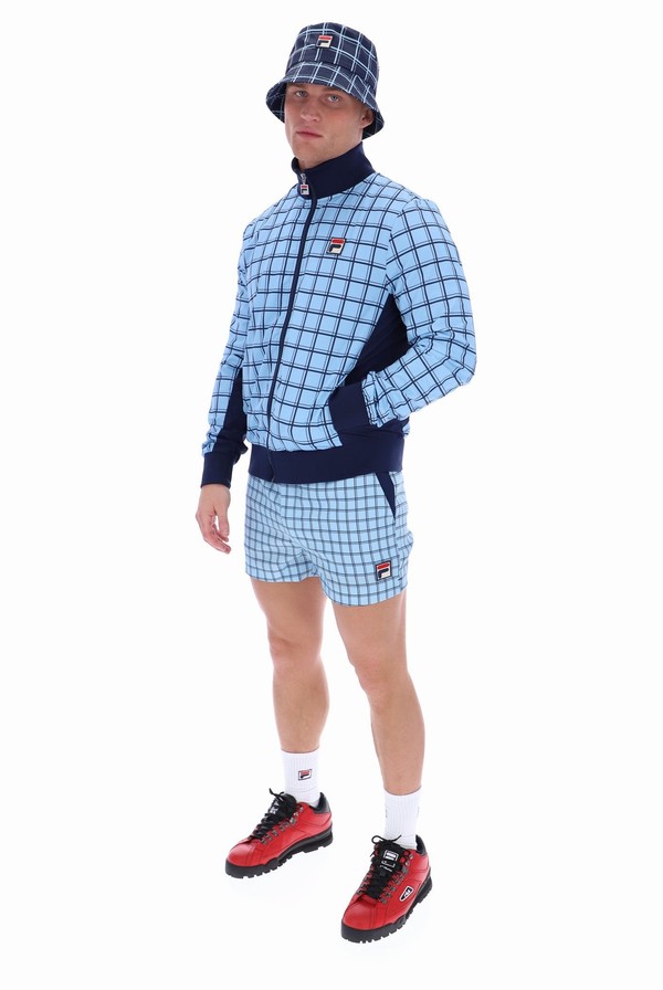 Blue Fila Morgan Check Men Track Top | 1573KACUW