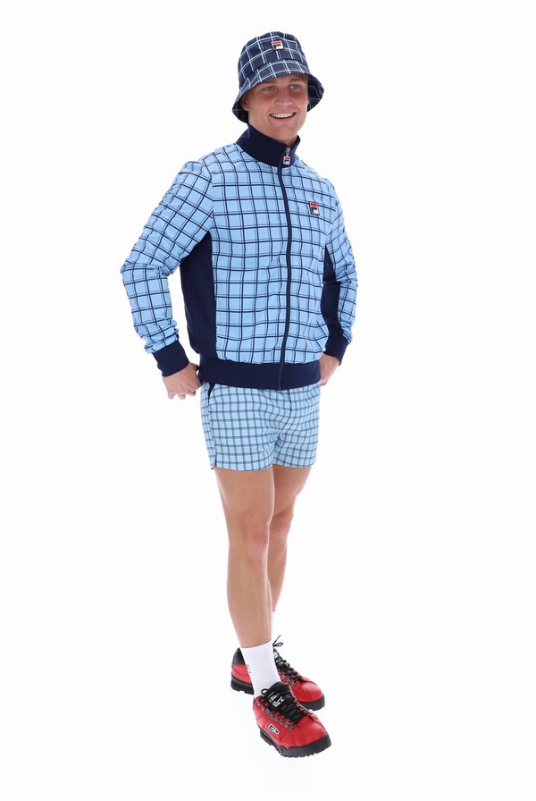 Blue Fila Morgan Check Men Track Top | 1573KACUW