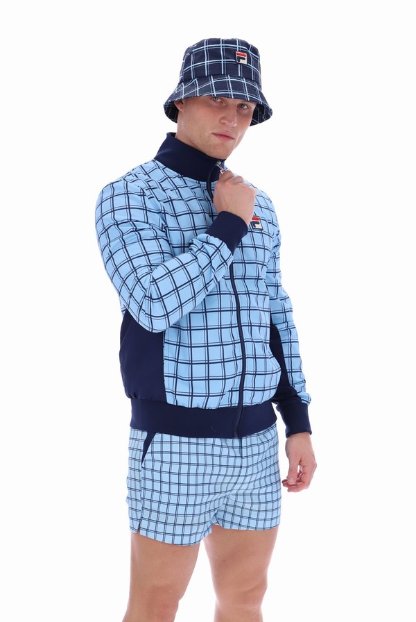 Blue Fila Morgan Check Men Track Top | 1573KACUW