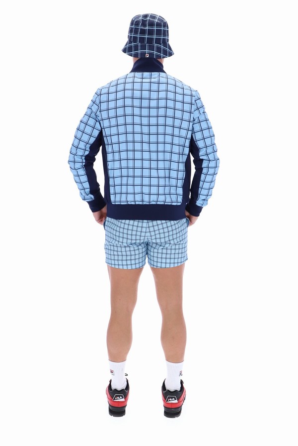 Blue Fila Morgan Check Men Track Top | 1573KACUW