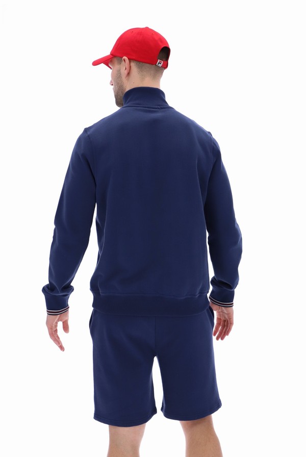 Blue Fila Ramy F Box 1/4 Zip With Yarn Dye Cuff Women Co-ords | 7934GVMJO