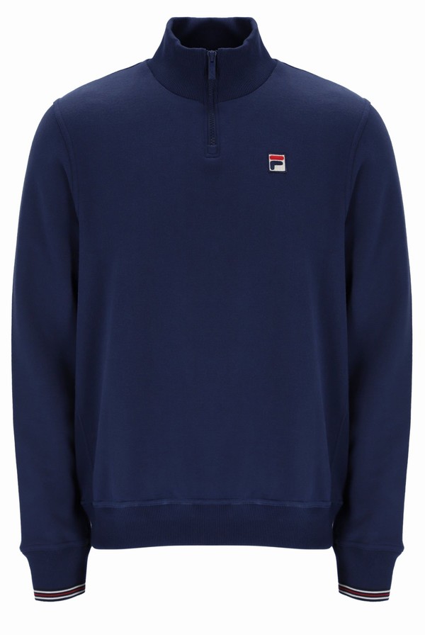 Blue Fila Ramy F Box 1/4 Zip With Yarn Dye Cuff Women Co-ords | 7934GVMJO
