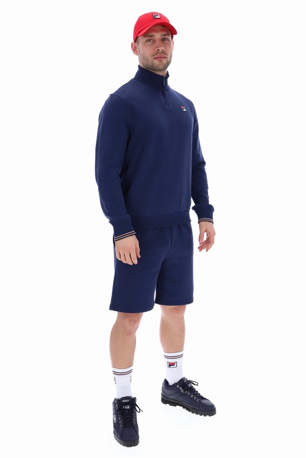 Blue Fila Ramy F Box 1/4 Zip With Yarn Dye Cuff Women Co-ords | 7934GVMJO
