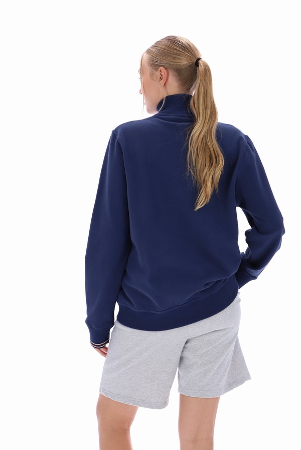 Blue Fila Ramy F Box 1/4 Zip With Yarn Dye Cuff Women Co-ords | 7934GVMJO