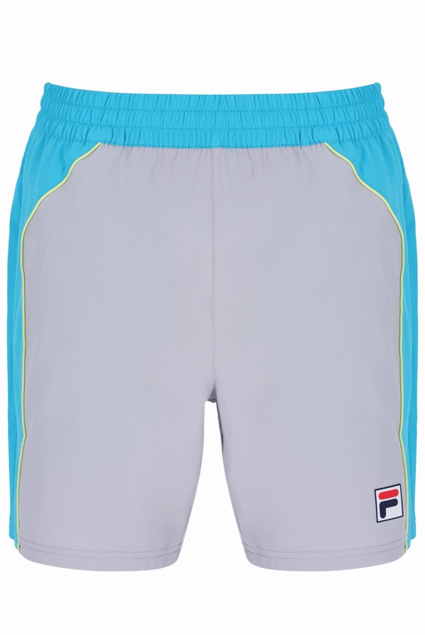 Blue / Grey Fila Backspin Tennis Color Block Men Shorts | 1285PSHJE