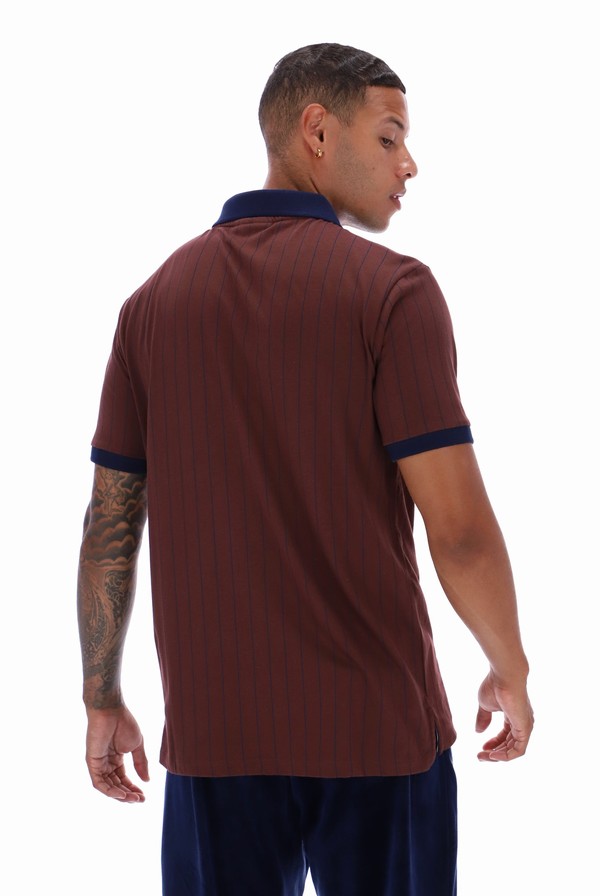 Brown / Grey Fila BB1 Classic Vintage Striped Men Polo Shirts | 0246TXZEL
