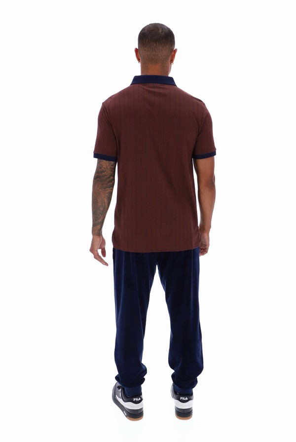 Brown / Grey Fila BB1 Classic Vintage Striped Men Polo Shirts | 0246TXZEL