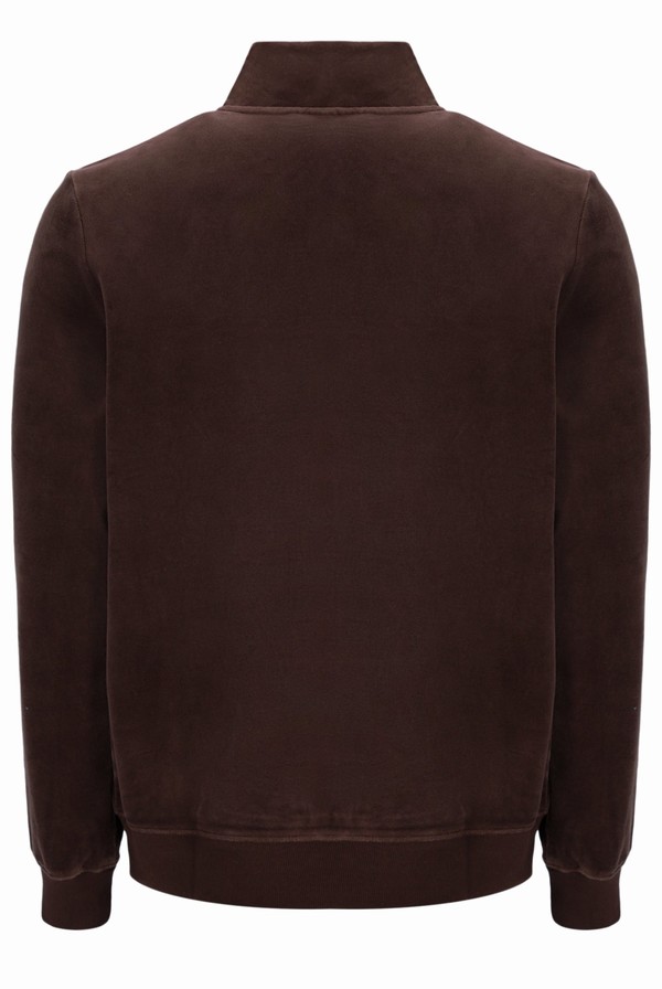 Brown / Grey Fila Duke Velour 1/4 Zip With Piping Men Tracksuits | 7409LUPOH