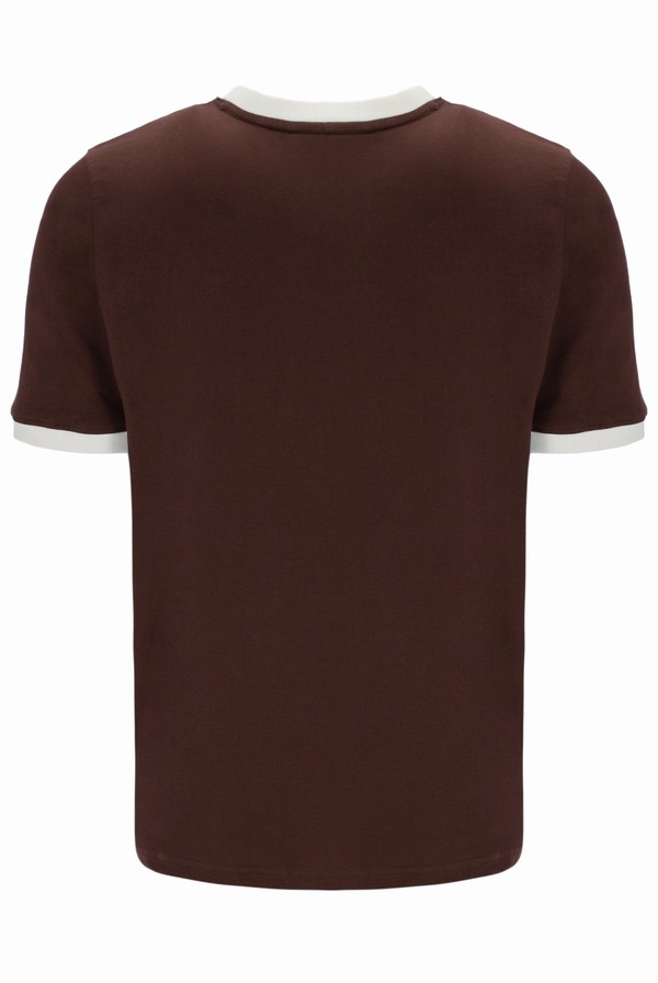 Brown / Grey Fila Marconi Essential Ringer Men T-shirts | 1468XPZBG
