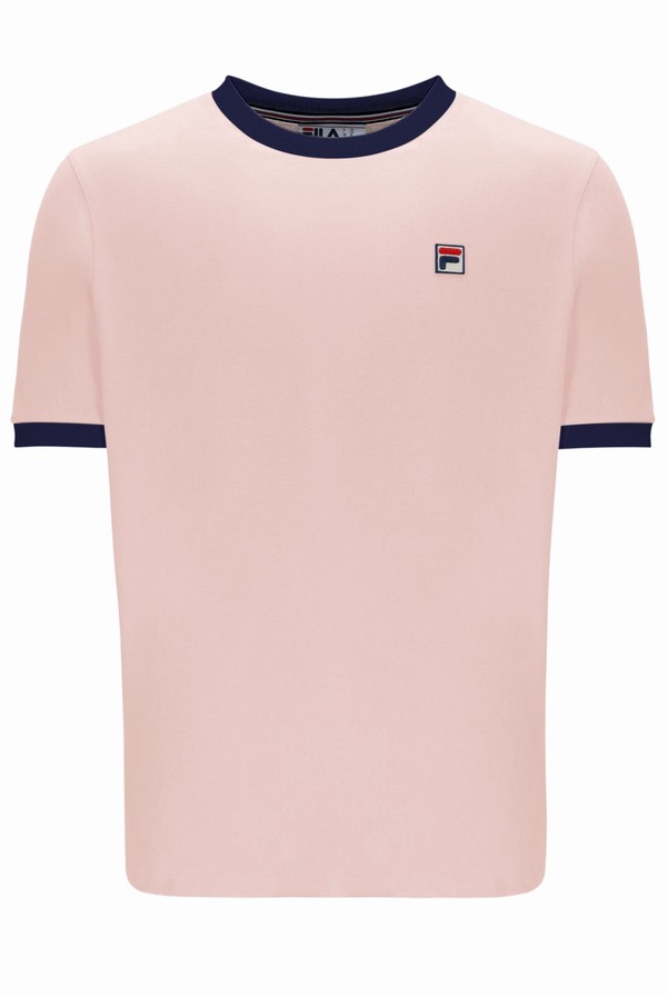 Coral / Navy Fila Marconi Essential Ringer Men T-shirts | 2568NOZDT