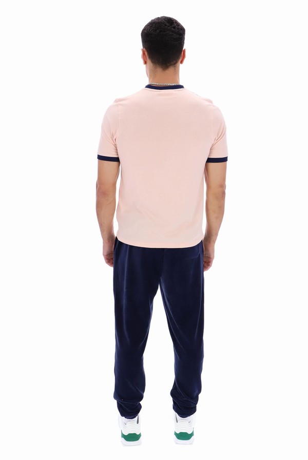 Coral / Navy Fila Marconi Essential Ringer Men T-shirts | 2568NOZDT
