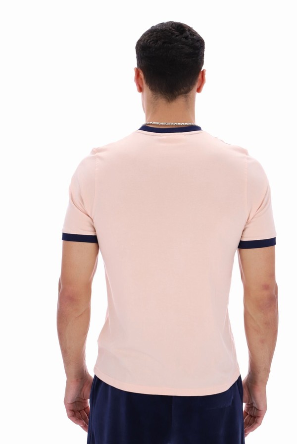 Coral / Navy Fila Marconi Essential Ringer Men T-shirts | 2568NOZDT