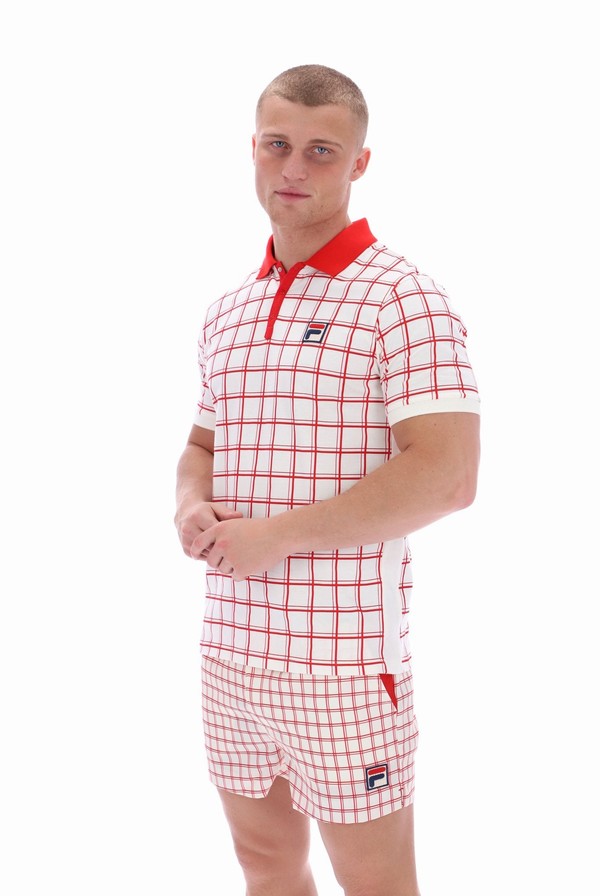 Cream Fila Bobby Check Men Polo Shirts | 2138GPYQD