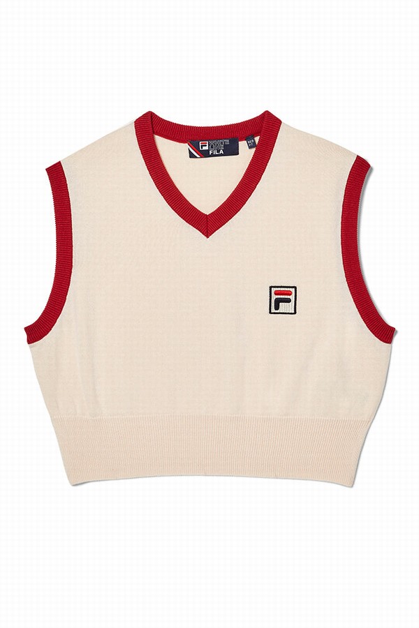 Cream Fila Heritage Crop Women Sweatshirts | 0517DBFGM