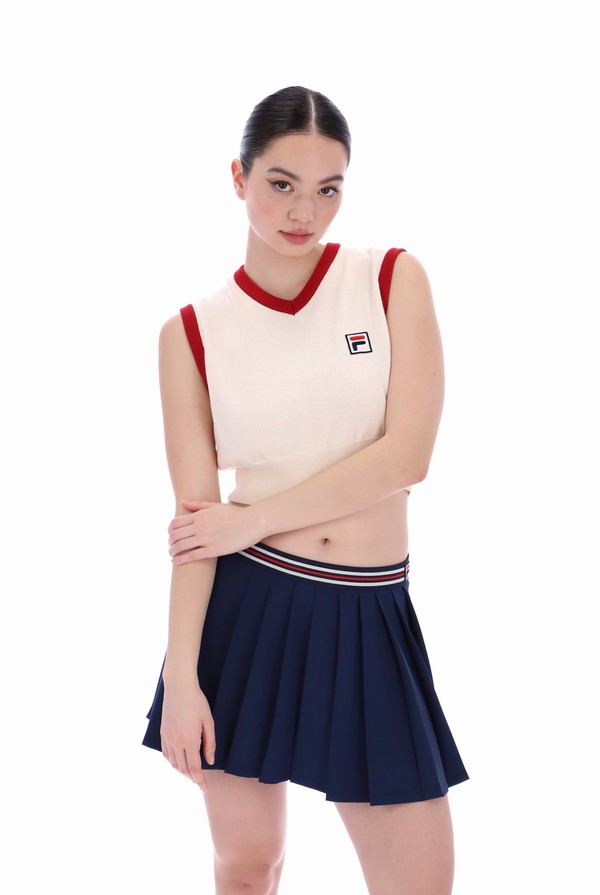 Cream Fila Heritage Crop Women Sweatshirts | 0517DBFGM