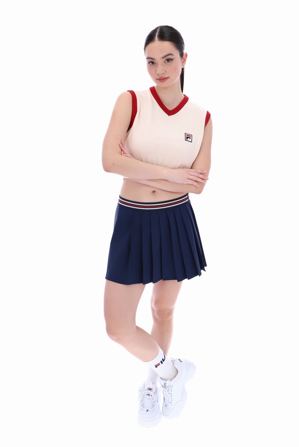 Cream Fila Heritage Crop Women Sweatshirts | 0517DBFGM